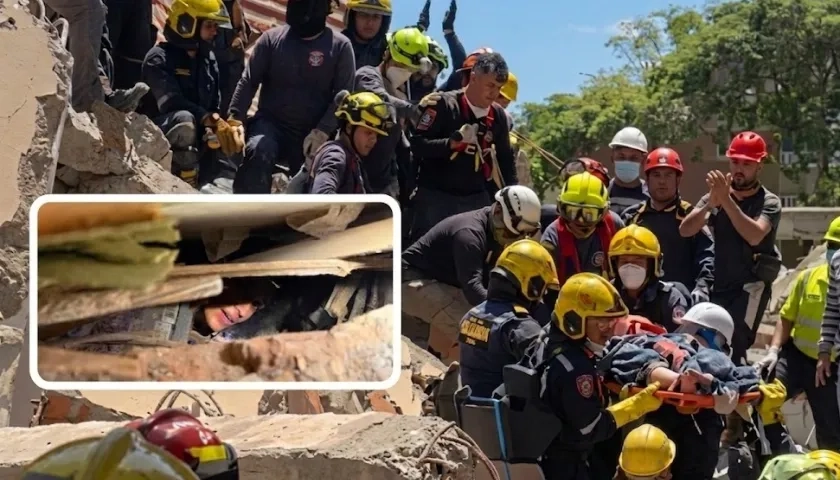 Momento del rescate de Diana.