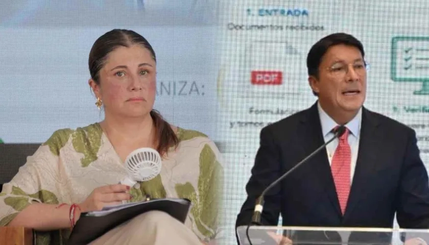 La defensora Iris Marín Ortiz y el registrador Hernán Penagos.