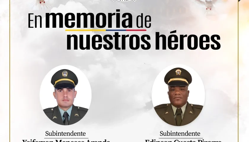 Los subintendentes Yeiferzon Meneses Aranda y Edinson Cuesta Pizarro.
