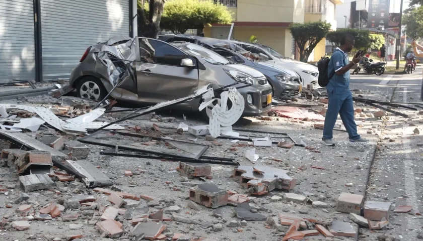 Destrozos tras el terremoto en la ciudad de Cali. 