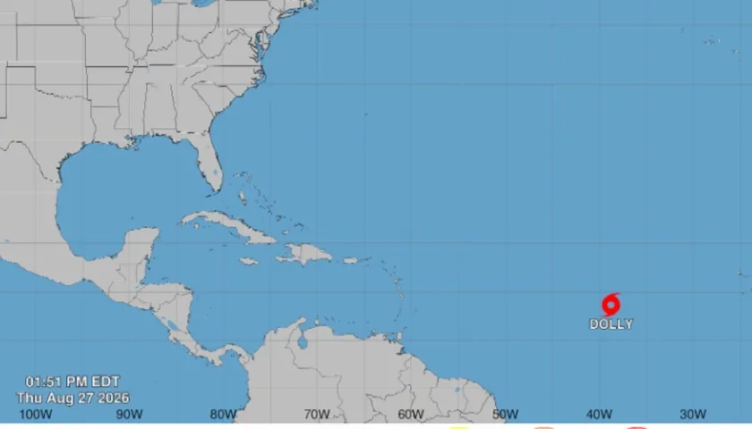 Lugar donde se encuentra actualmente la tormenta tropical. 