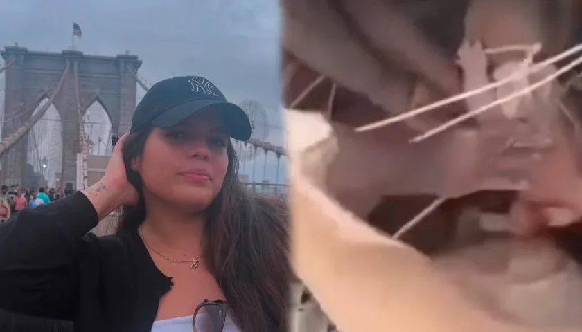 Valentina Vanegas y la imagen de su bebé rescatado.
