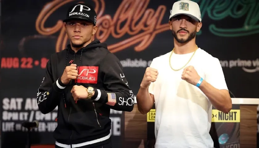 Carlos Utria e Israel Mercado durante la presentación de su combate.