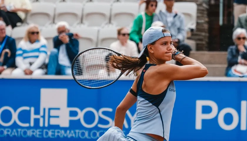 La antioqueña Emiliana Arango durante su juego contra la barranquillera María Paulina Pérez.