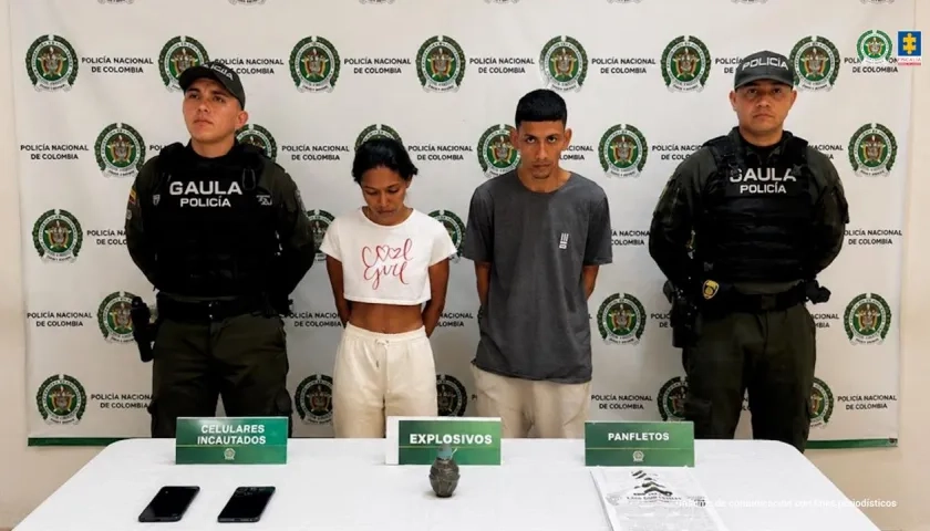 La pareja fue capturada por el Gaula de la Policía. 