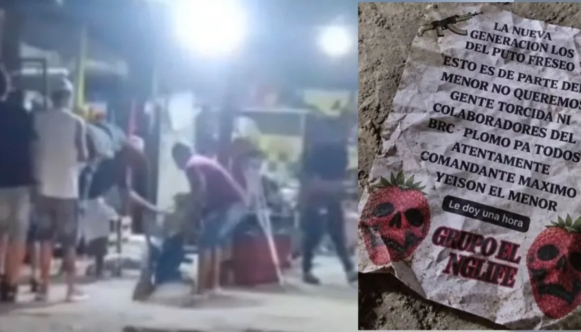Ataque en el barrio Prado Soledad y el panfleto que le dejaron a la víctima.