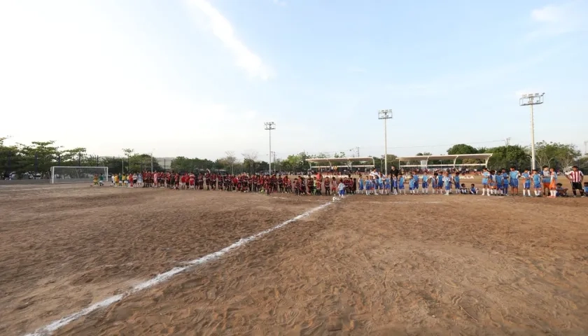 Cancha de fútbol en el corregimiento de Juan Mina.