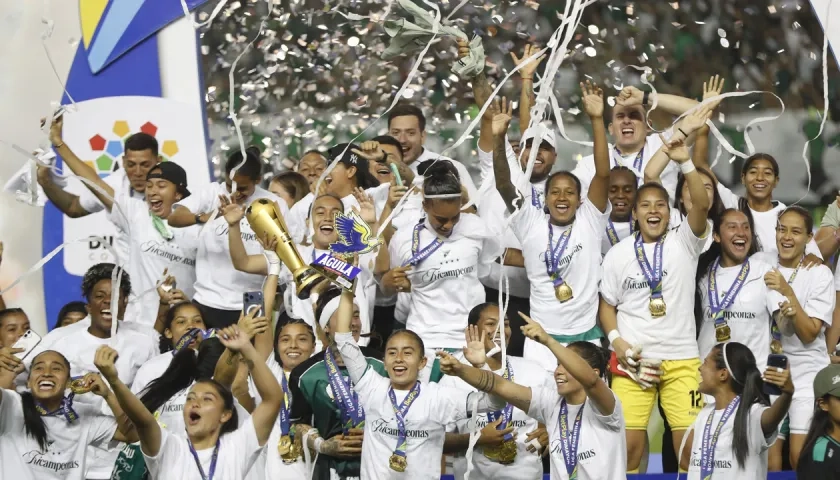 La celebración de las jugadoras del Deportivo Cali.