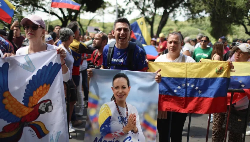 Marcha en favor del regreso de María Corina Machado, en Venezuela. 