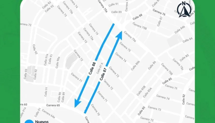 Zona del cambio de sentido en el barrio Villa Carolina. 