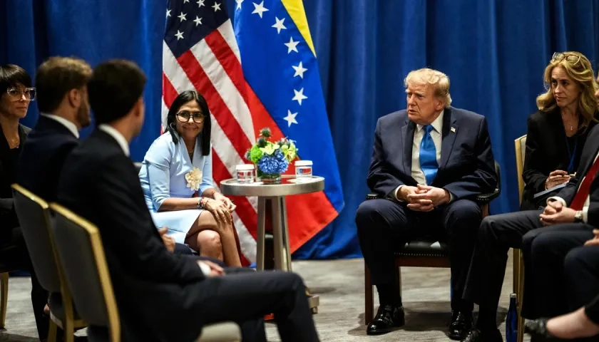 Reunión de Delcy Rodríguez y Donald Trump.