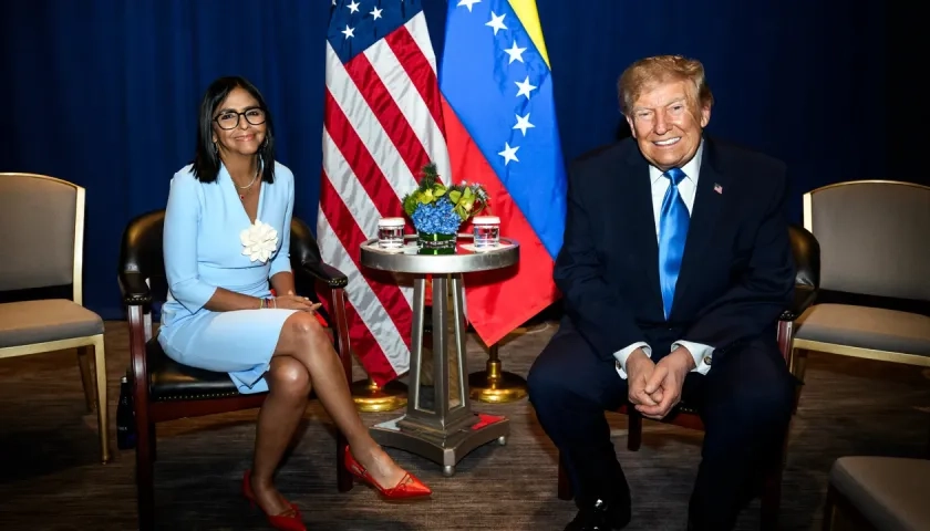 Delcy Rodríguez y Donald Trump.