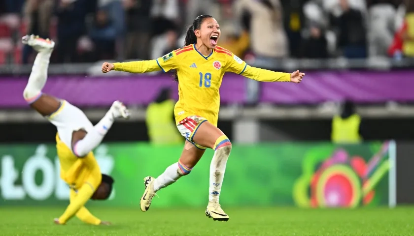 La colombiana Catalina Cortés celebra tras el triunfo sobre Italia. 