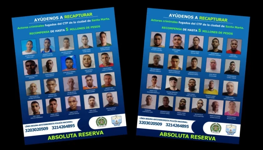 Cartel de los fugados en Santa Marta