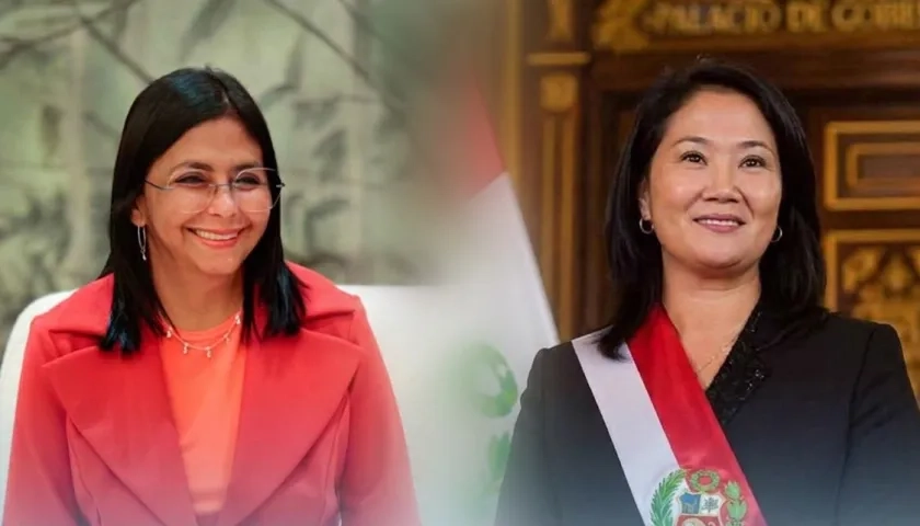 Delcy Rodríguez, presidenta de Venezuela (e) y Keiko Fujimori, presidenta de Perú.