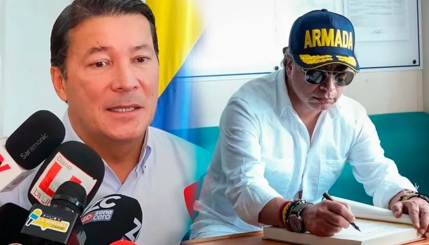 El Registrador Hernán Penagos y el expresidente Gustavo Petro. 