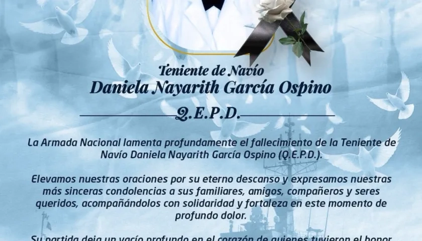Teniente de Navío Daniela Nayarit García Ospino.