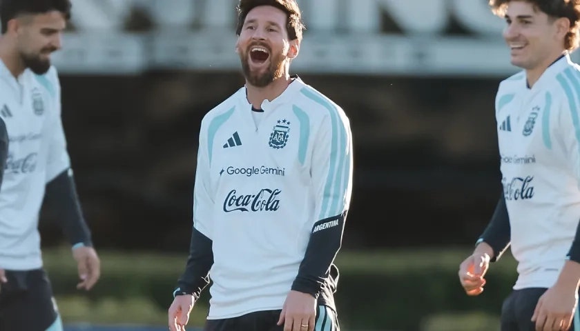 Lionel Messi durante su último entrenamiento con la Selección Argentina. 