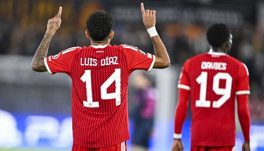 Luis Díaz festeja su gol contra el Viking Stavenger.