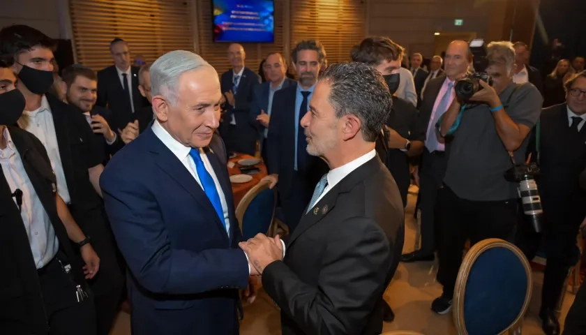 Benjamín Netanyahu, Primer Ministro de Israel; y Omar Bula, canciller de Colombia.