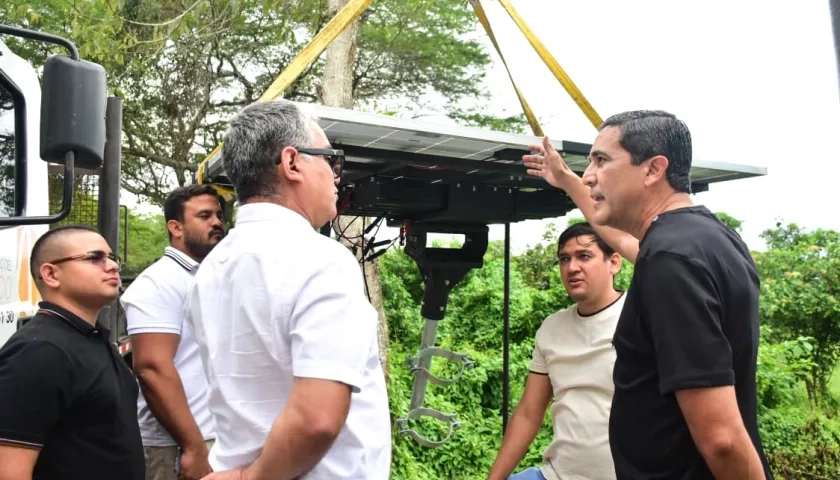 Secretario General del Atlántico, Pedro Lemus, durante la visita a Sabanagrande. 