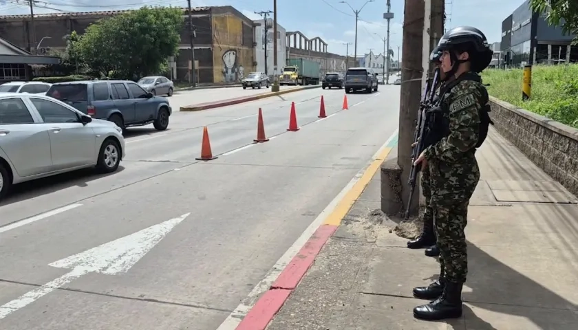Presencia de policía militar en Atlántico. 