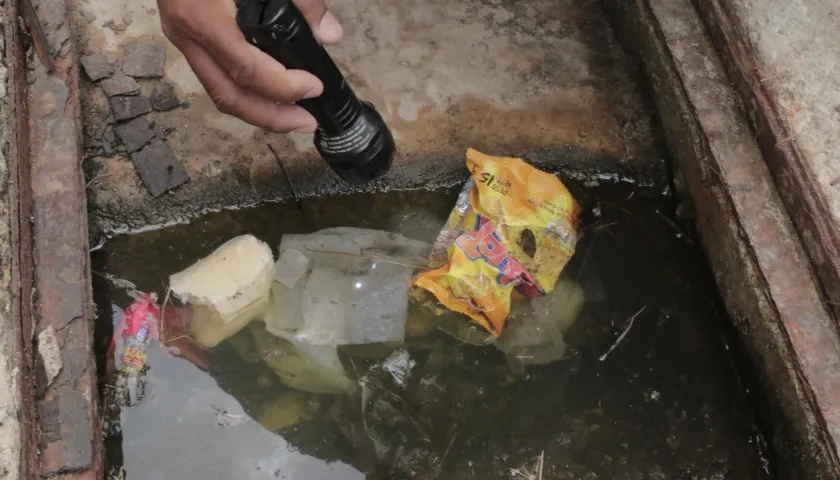 Agua estancada, foco de proliferación de mosquitos. 