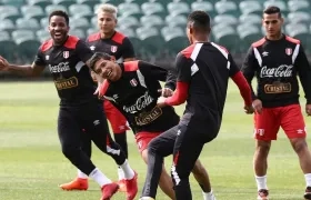 Jugadores de Perú en un entrenamiento. 