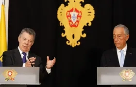 Los presidentes de Colombia, Juan Manuel Santos, y de Portugal, Marcelo Rebelo de Sousa