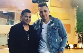 Jorge Celedón y su acordeonero Sergio Luis.