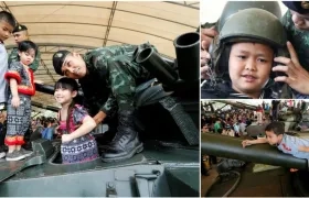 Los menores jugaron con todo el armamento. 