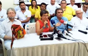 Rueda de prensa de los tres candidatos de la Coalición Colombia Claudia López, Sergio Fajardo y Jorge Enrique Robledo.