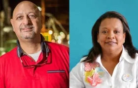 El gobernador de San Andrés, Ronald Housny Jaller y la exgobernadora, Aury Guerrero Bowie. 