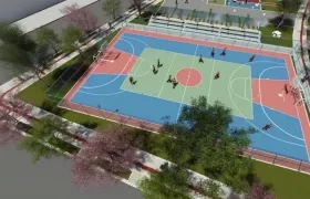 Render de complejo deportivo Villa Tívoli.