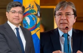 Cancilleres de Ecuador y Colombia, José Valencia y Carlos Holmes Trujillo; respectivamente.