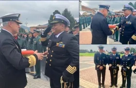 El Capitán de Puerto de Barranquilla Germán Augusto Escobar Olaya, en la ceremonia de ascenso al grado de Capitán de Navío.
