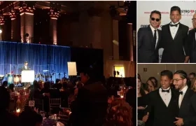 Ricardo Miranda durante su discurso y sesión de fotos con Maluma y Marc Anthony.