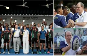 El Príncipe compartió con los jugadores de ambos planteles. 