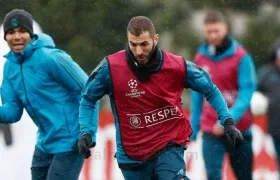 Karin Benzema, durante un entrenamiento con el Real Madrid.