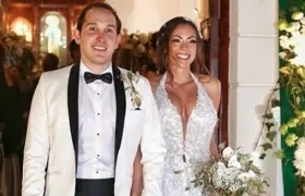 Los novios Juan Pablo Silva y la exseñorita Colombia Eileen Roca.