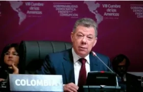 Juan Manuel Santos, presidente de Colombia, en la plenaria de la Cumbre de las Américas.