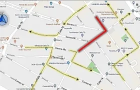 Este es el mapa de la Secretaría de Tránsito con la zona que será objeto de intervención.