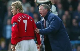 David Beckham cuando era dirigido por sir Alex Ferguson. 