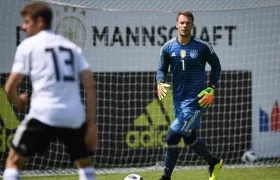 Manuel Neuer, durante un entrenamiento con la Selección. 