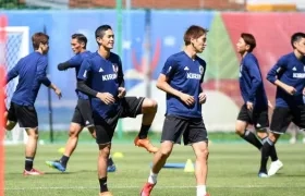 Selección Japón en la última práctica.