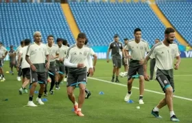 Jugadores de México durante un entrenamiento.