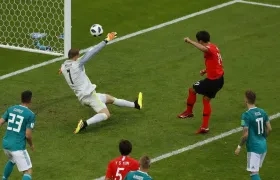 Acción del primer tanto de Corea del Sur. 