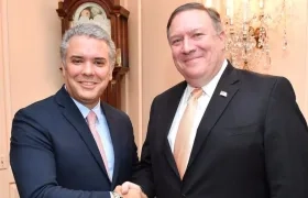 El presidente electo de Colombia, Iván Duque, y el secretario de Estado de Estados Unidos, Mike Pompeo.