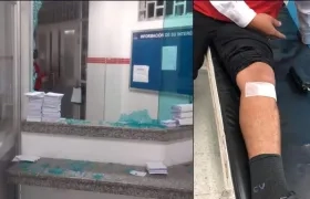 Así fueron los destrozos en el Camino Bosques de María. A un lado, el vigilante herido.