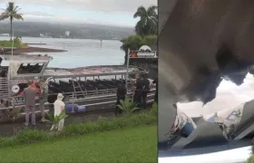 Una roca de lava atravesó la cubierta de una embarcación en el puerto de Wailoa.